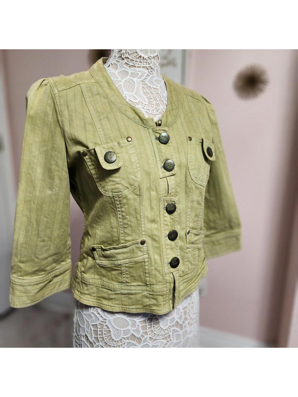 EUC SugarLips yellow greenish unique cropped jacket better in person L